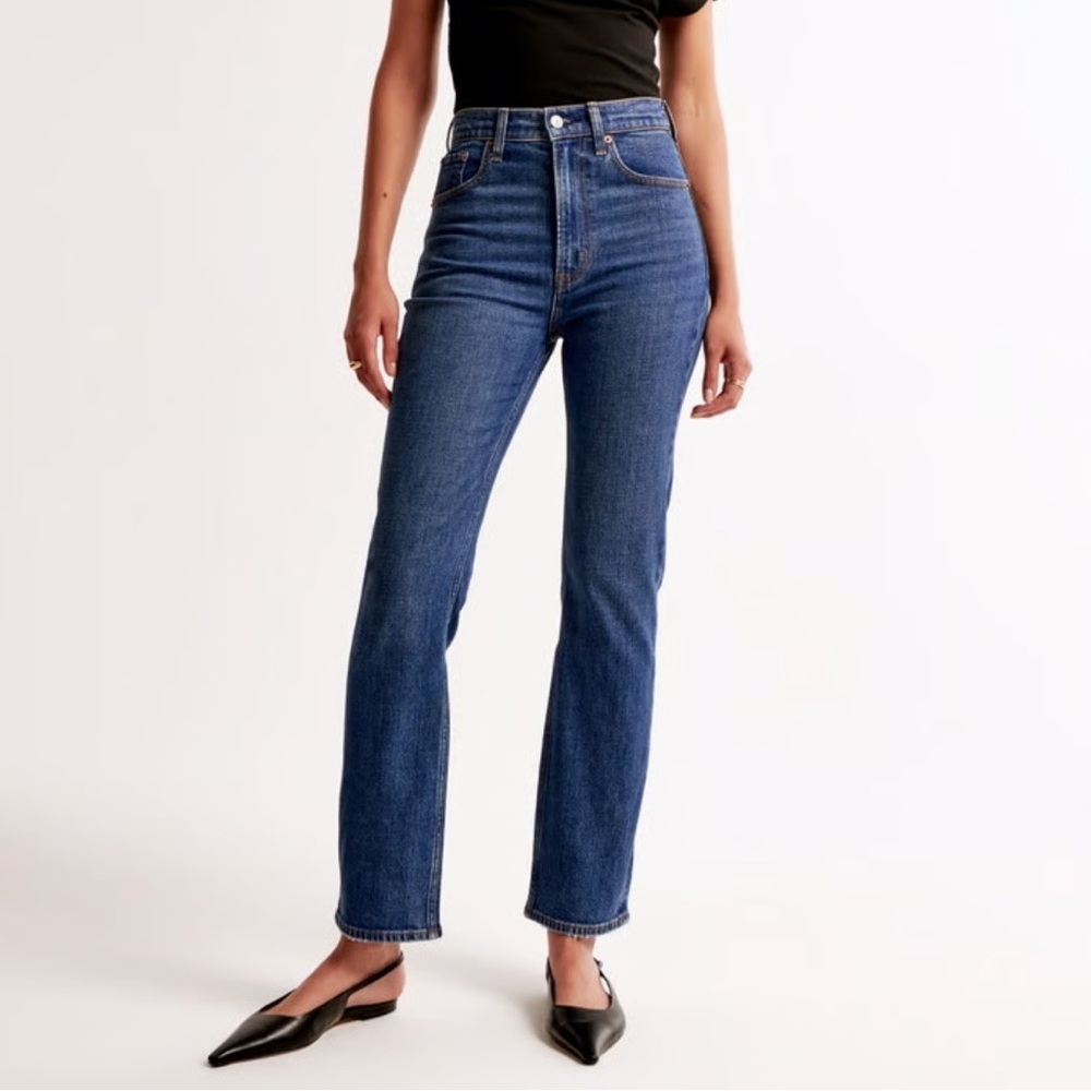 Abercrombie and fitch the ankle straight ultra high rise jeans dark‎ wash sz 27